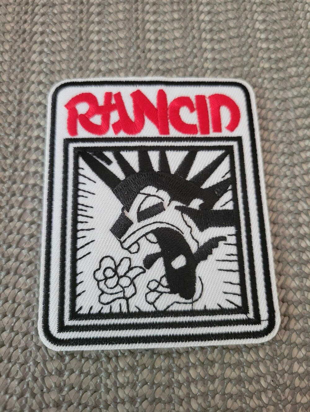 Rancid Punk Rock Band Embroidered Iron On Black White Red Square Patch